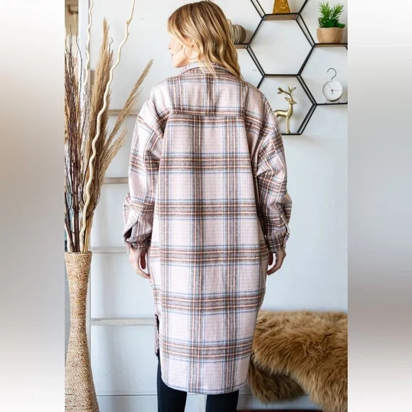 22 Fabulous Wool Mix Plaid Checker Longline Jacket - Picture 8 of 8